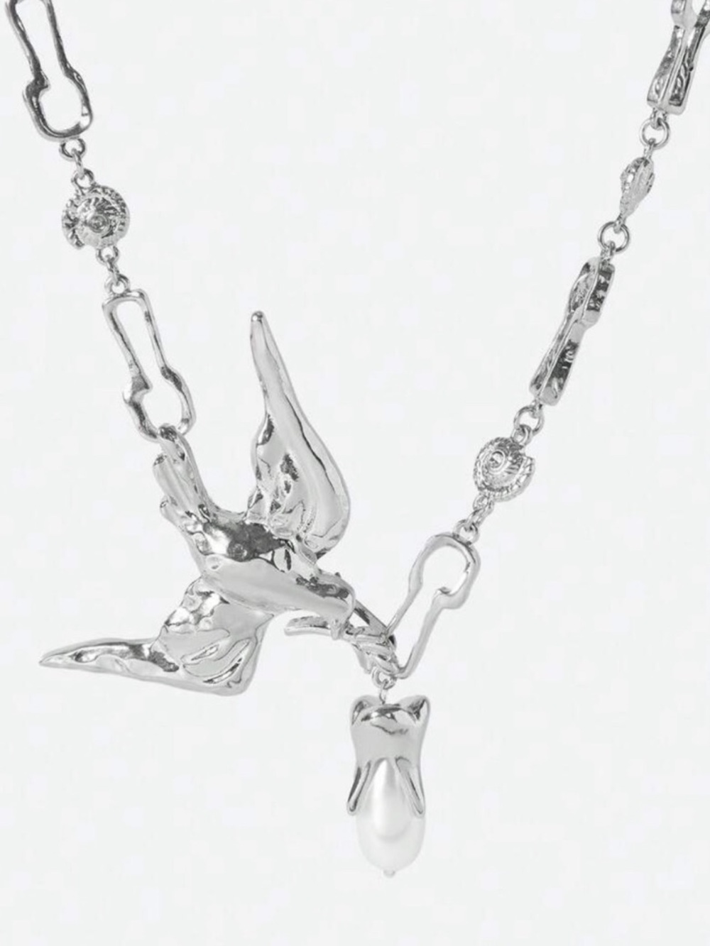 Couture Bird Lariat Chain Necklace - Picture 2 of 4